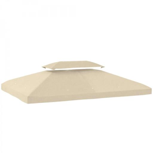 Toldo de Recambio 4x3 m con Techo Doble Orificios de Drenaje y Protección UV Solo Toldo NO Incluye Marco Blanco Crema