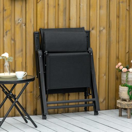 Tumbona Plegable de Jardín Tumbona Gravedad Cero con Respaldo Ajustable en 9 Posiciones con Cojín 70x65x111 cm Negro [5]