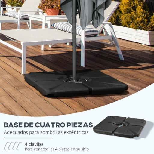 Base para Sombrilla de 4 Piezas Rellenable con Arena 72 kg o Agua 56 kg para Jardín Patio Terraza Negro [4]