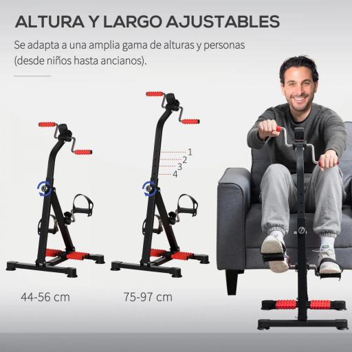 Pedales Estáticos Personas Mayores de Piernas y Brazos Altura Ajustable 75-97 cm Pantalla LCD y Rodillo Masajeador [2]