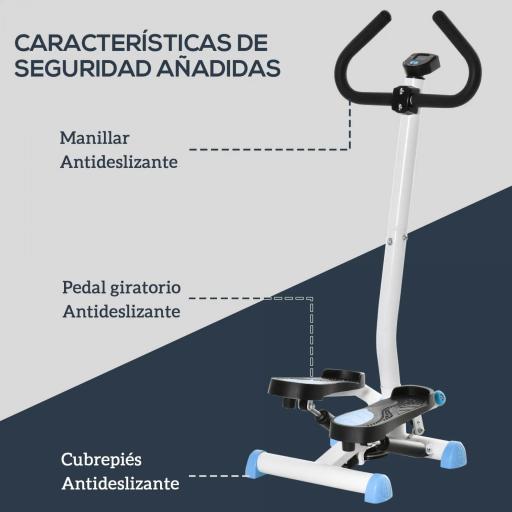 Máquina de Steps Mini Stepper para Fitness en Casa con Pantalla LCD y Pedales Antideslizantes 55x44x108cm Blanco y Azul [5]