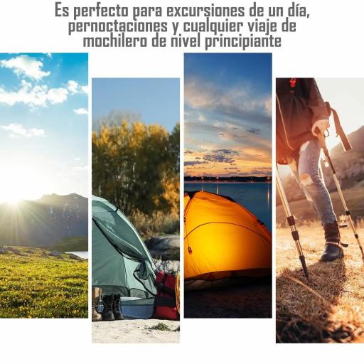 Tienda de Camping para 2-3 Personas con 2 Puertas Impermeable Anti-UV Palanca Automática 260x260x150 cm Negro y Gris [5]