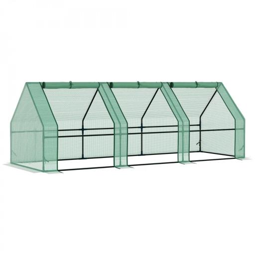 Invernadero de Exterior Invernadero de Jardín 270x90x90 cm Tipo Caseta con 3 Ventanas Marco de Acero y Cubierta de PE 140g/㎡ para Cultivo Plantas Flores Tomates Verde [9]