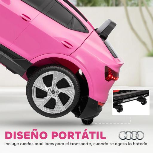 Coche de Batería para Niños 12V Audi E-tron con Mando a Distancia Faros Bocina Música Velocidad 3-5 km/h Rosa [7]