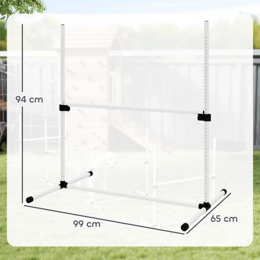 Set de Entrenamiento de Agilidad para Perros Mascotas 4 Piezas Obstáculos Vallas de Salto con Altura Ajustable y Bolsa de Transporte para Exteriores 99x65x94 cm Blanco [1]