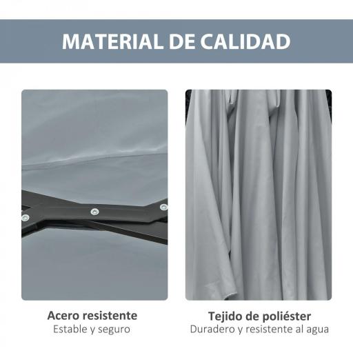Sombrilla Doble 450x265x240 cm con 48 Luces LED Manivela Protección Solar para Terraza Balcón Piscina Gris Claro [2]