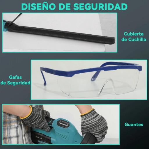 Cortasetos Batería 18V con 2 Baterías de 4000mAh Longitud de Cuchilla de 51 cm Motor sin Escobillas y Cargador Azul [1]
