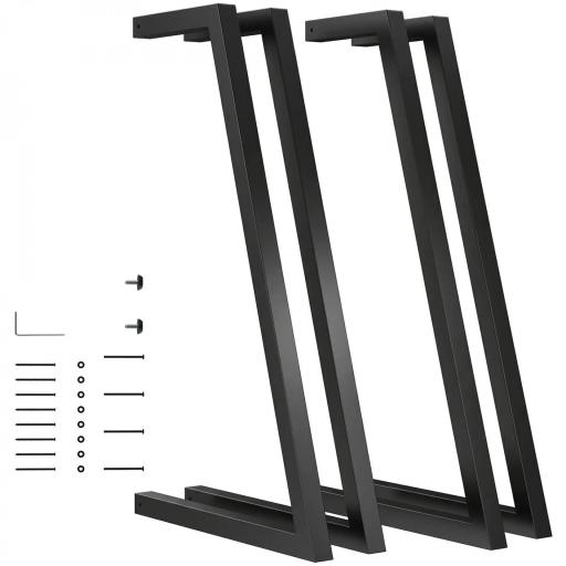 Juego de 4 Patas de Mesa Cuadradas Industriales para Muebles con Pies Ajustables 43x3x72 cm Negro [9]
