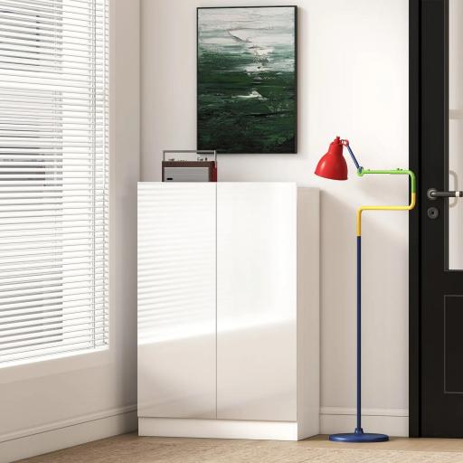 Zapatero Entrada Recibidor con 2 Puertas con Cierre Suave y Estantes Ajustables para 20 Pares de Zapatos Blanco Brillo [7]