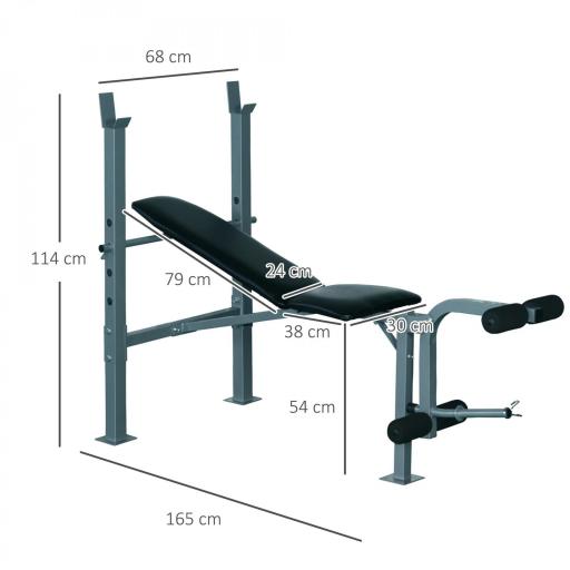 Banco de Musculación Banco de Pesas Maquina de Fitness Entrenar Musculos 165x68x114cm con Respaldo Regulable Espuma [1]