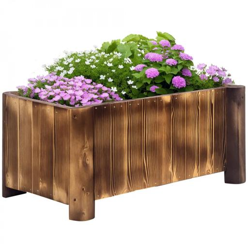 Jardinera Rectangular Arriate de Jardín con 4 Patas para Cultivos Verduras Flores en Jardín Balcón 70x35x30 cm Natural [9]