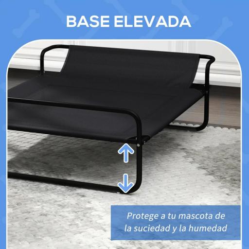 Cama Elevada para Perros Refrescante y Transpirable 91x69x29 cm Malla de Textilene Reposacabezas Inclinado Negro [2]