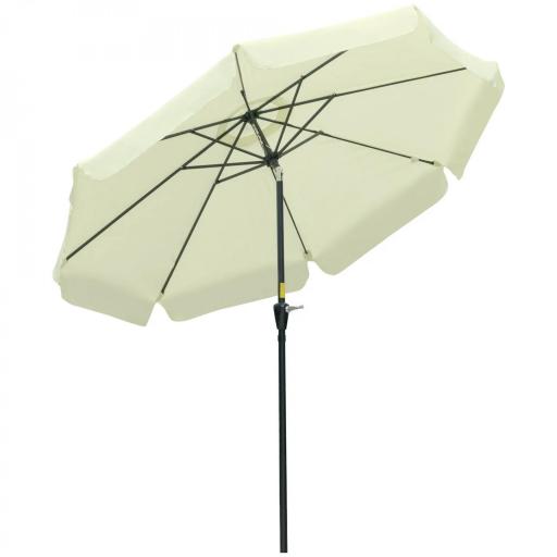 Parasol de Jardín de Aluminio Ø266x248,5 cm con Ángulo Ajustable Protección UV50+ Techo de Ventilación y Manivela Beige [9]