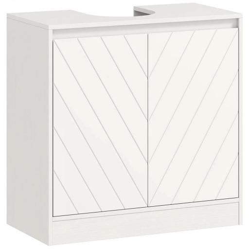 Mueble Bajo Lavabo Mueble de Baño con 2 Puertas Estante Ajustable para Lavabos con o sin Pedestal 60x30x59,8 cm Blanco [8]
