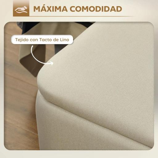 Banco de Almacenaje con Tapa Abatible y Patas de Acero para Dormitorio Salón Entrada 101x38,5x44,5 cm Beige [5]