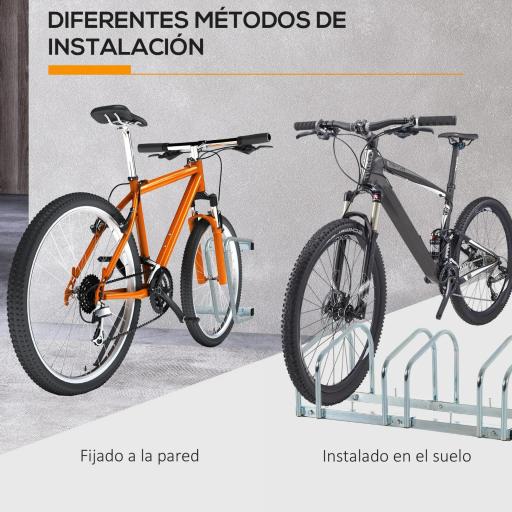Aparcamiento para 3 Bicicletas Estacionamiento para Aparcar Bicicletas para Interior y Exterior 76x33x27cm Plata [2]