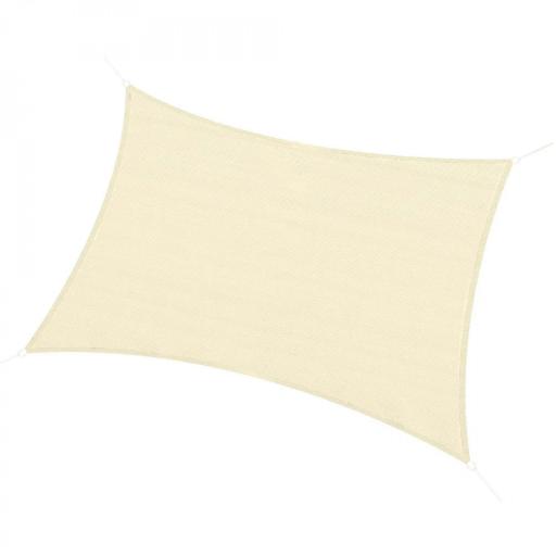 Toldo Vela Rectangular 4x3 m Vela de Sombra para Jardín Patio Terraza HDPE Anti UV y Transpirable Color Crema [8]
