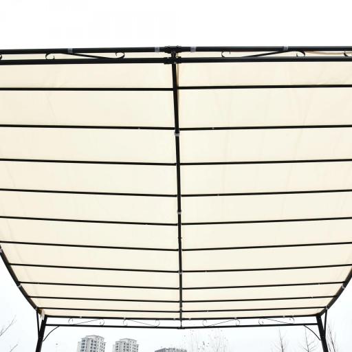 Cenador de Jardín 3x3 m Pérgola con Toldo y 16 Orificios de Drenaje para Patio Terraza Metal y Poliéster 180 g/m² Resistente Crema [7]