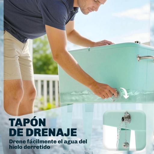 Carro de Bebidas Refrigerado 56L con Ruedas Abrebotellas Recogetapas y Asa para Patio Fiesta 75x35x78 cm Verde Claro [3]