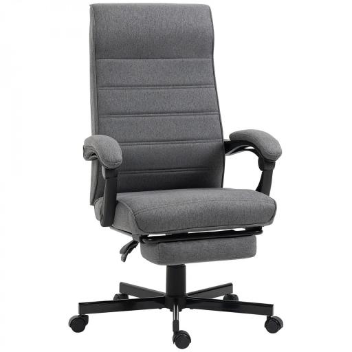 Silla de Oficina Reclinable con Altura Ajustable Reposabrazos y Reposapiés Retráctil 68x67x106-114 cm Gris [9]