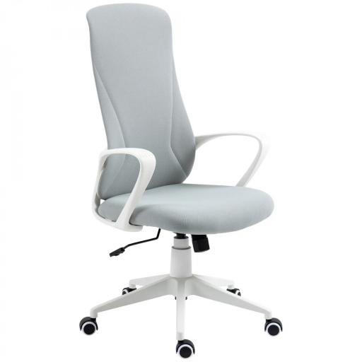 Silla de Oficina Giratoria Altura Ajustable con Reposabrazos Función de Basculante Respaldo Alto 62x56x110-119,5cm Gris [9]