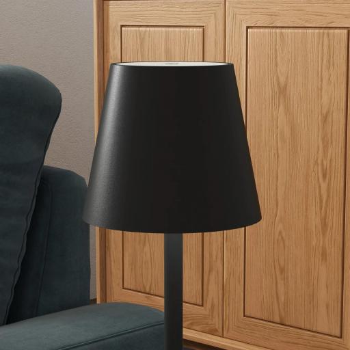 Lámpara de Mesita de Noche Inalámbrica con Luces LED Lámpara de Mesa USB-C Recargable 3 Colores Ø11,2x36,5 cm Negro [4]