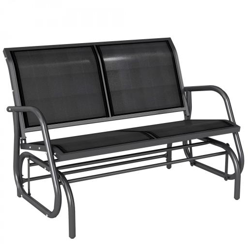Banco Balancín tipo Silla Oscilante de Jardín o Patio con 2 Plazas 120x70x85 cm Carga 200kg Metal y Tela Texteline [9]