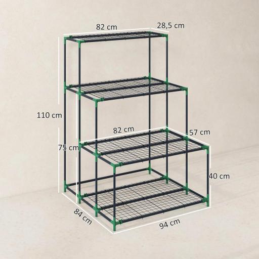 Soporte para Plantas de 4 Niveles con Diseño Escalera y Estructura Metálica Resistente para Interior y Exterior Verde [1]