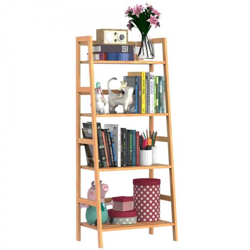 Estantería de Bambú 4 Niveles Estantería Escalera de Baño Librería Organizador Zapatero 48x31,5x120 cm [9]