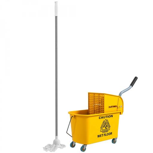 Cubo de Fregar con Escurridor Panel Separador y Ruedas Capacidad 20L para Limpieza Doméstica 45x26,5x70 cm Amarillo [8]
