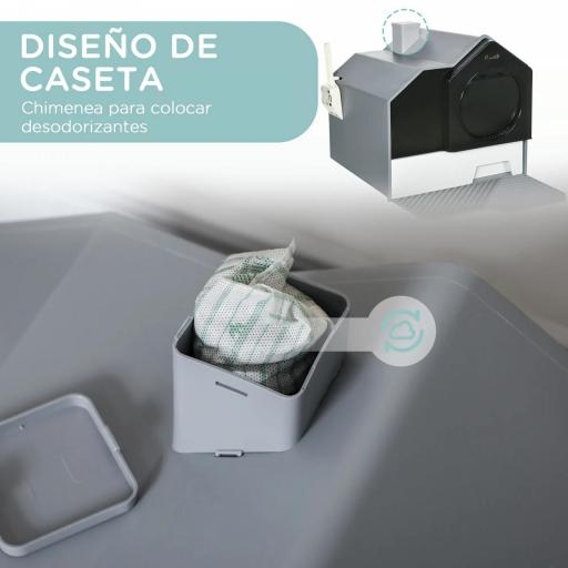 Arenero para Gatos Caja de Arena Cerrada para Gatos con Bandeja Extraíble Pala y Filtro Desodorizante 47x45x42 cm Gris [2]