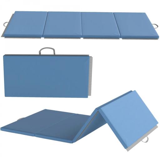 Colchoneta Gimnasia Plegable de Grosor 5 cm con Asas de Transporte para Yoga Aeróbic 240x120x5 cm Azul Claro [10]