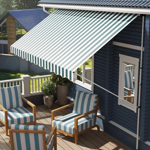 Toldo Manual Retráctil 300x150x170-280 cm con Altura Ajustable Manivela y Protección Solar para Terraza Verde [8]