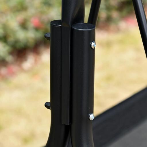 Columpio de Jardín de Exterior de 2 Plazas Silla Balancín con Parasol Techo Ajustable en Ángulo Terraza Balcón Exterior Carga 200 kg 172x110x155 cm Negro [6]