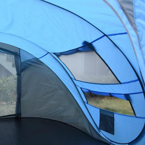 Tienda de Camping Pop-up con Ventanas Bolsillos y Bolsa de Transporte Impermeable Anti-UV 263,5x220x123 cm Azul [7]