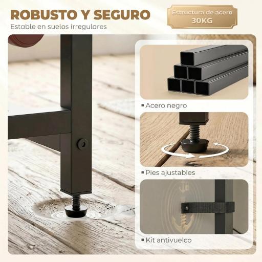 Mueble de Bar para Vinos con Soporte de Copas y Cajón Botellero para 12 Botellas con Estante Abierto Marrón Rústico [3]