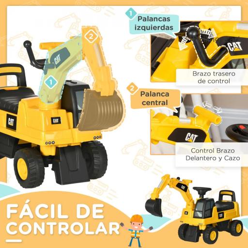 Excavador Correpasillos con Licencia Caterpillar para Niños con Pala Delantera y Bocina 85x27,5x47,5 cm Amarillo [3]