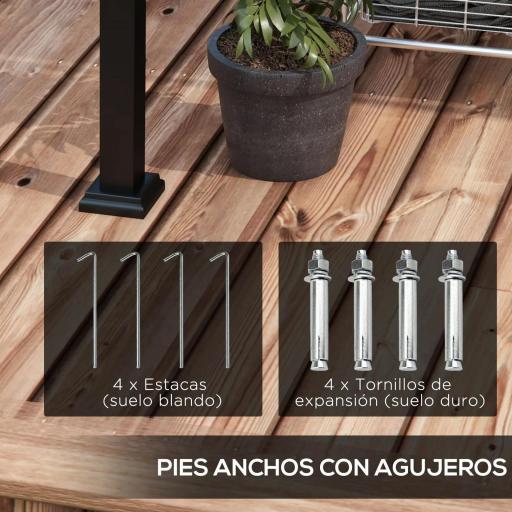 Pérgola de Jardín de Pared 297x211x220 cm Cenador con Techo Retráctil y Marco de Acero para Patio Terraza Gris Oscuro [4]