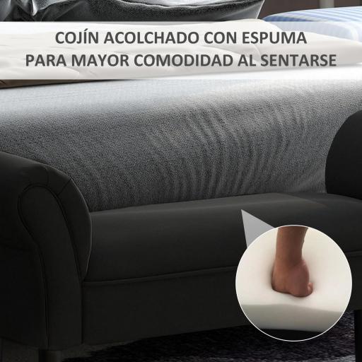 Banco Zapatero Banqueta con Brazos Tapizada tipo Banco de Madera para Dormitorio Salón Recibidor 102x36x51cm Carga 130kg [2]