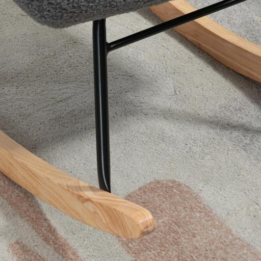 Silla Mecedora de Borreguito Sillón Balancín 40° con Patas de Madera de Haya Carga 120 kg 71x98x101 cm Gris Oscuro [4]