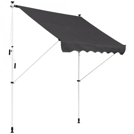 Toldo Manual Retráctil 200x150x170-280 cm para Balcón y Terraza con Altura Ajustable con Manivela Gris [8]