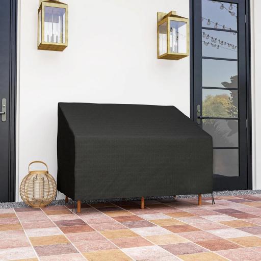 Funda para Banco de Jardín de 2 Plazas Tela Oxford 600D con Recubrimiento Impermeable para Patio Terraza 140x84x56/94 cm [3]