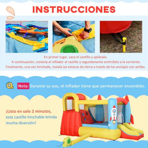 Castillo Hinchable para Niños +3 Años con 2 Toboganes Piscina y Zona de Salto 330x265x185 cm Multicolor [4]
