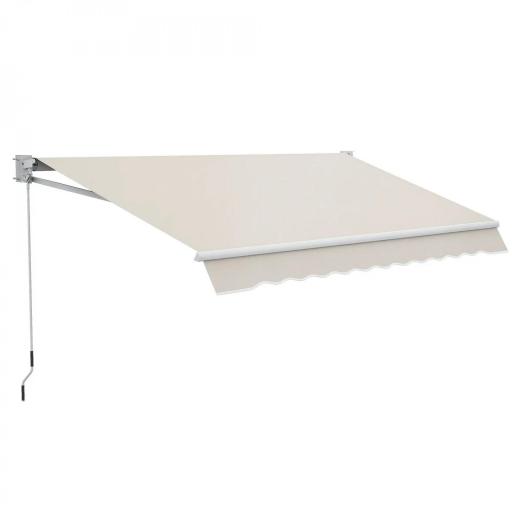 Toldo de Pared Apertura Manual de Aluminio y Poliéster UV50+ para Exterior con Manivela 200x295 cm Blanco Crema [3]