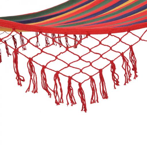 Hamaca de Jardín 200x100 cm con Travesaños de Madera Carga 120 kg Hamaca para Patio Terraza Balcón Multicolor [5]