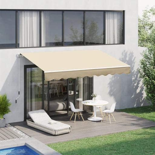 Toldo de Pared con Brazo Articulado y Manivela Marco Resistente de Aluminio y Cubierta de Poliéster 295x245 cm Beige