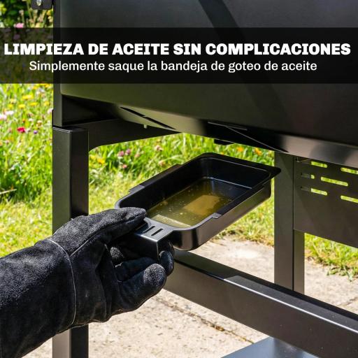 Barbacoa de Gas con 3 Quemadores Termómetro Parrilla Mesas Laterales Plegables Estante y Ruedas 123x57x102 cm Negro [6]