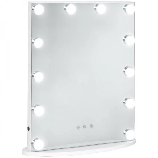 Espejo de Maquillaje Estilo Hollywood Espejo de Tocador Táctil con 12 Luces LED Ajustables 41,5x13,5x51 cm Blanco [9]