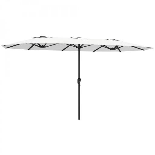 Sombrilla Doble de Jardín 4,6x2,6 m con Manivela Manual Protección UV50+ Funda Resistente al Agua Blanco [8]