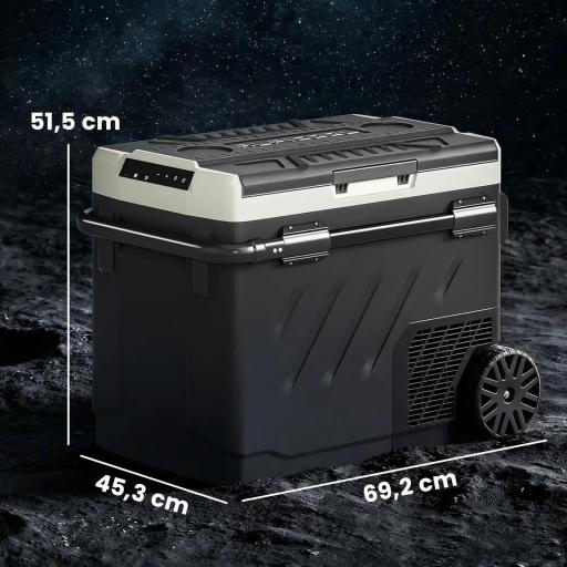 Nevera Portátil Eléctrica 49L con Compresor Doble Zona Control por App Ruedas Asa Telescópica -20℃ a 20℃ y Puerto USB [6]
